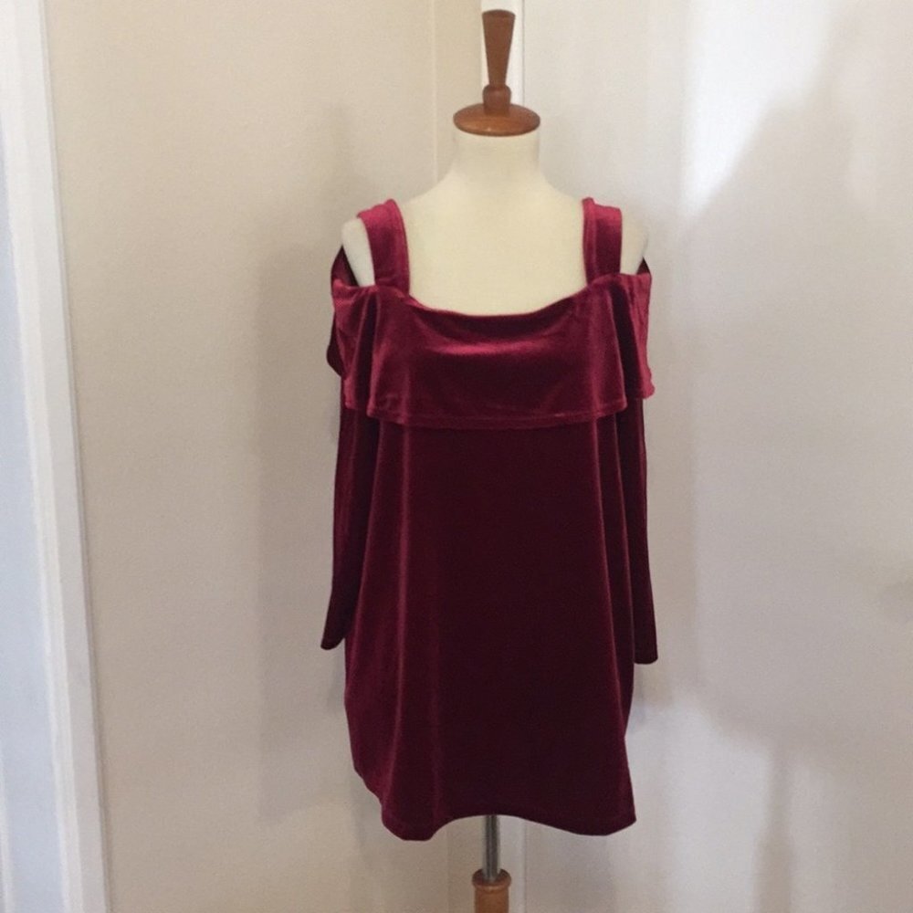 1X Susan Graver Velvet Blouse EE32 4885
